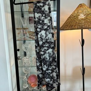 Ted Baker Silk Scarf, Floral, Black and White